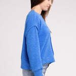 Brushed Melange Hacci Hi-Low Hem Sweater