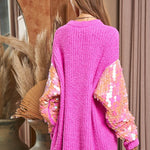 Sequin Sleeve Sweater Knit Tunic Top