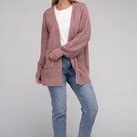 Low Gauge Waffle Open Cardigan Sweater