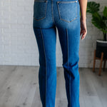 Campbell High Rise Center Seam Detail Straight Jeans