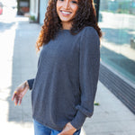 Everyday Charcoal Rib Mineral Wash Long Sleeve Top