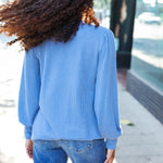 Everyday Vintage Denim Rib Mineral Wash Long Sleeve Top