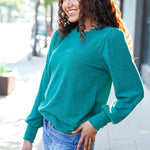 Everyday Hunter Green Rib Mineral Wash Long Sleeve Top