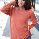 Everyday Rust Rib Mineral Wash Long Sleeve Top