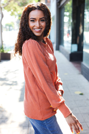 Everyday Rust Rib Mineral Wash Long Sleeve Top