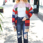 Weekend Ready Multicolor Striped Slouchy Open Cardigan