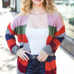 Weekend Ready Multicolor Striped Slouchy Open Cardigan