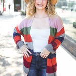 Weekend Ready Multicolor Striped Slouchy Open Cardigan