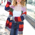 Weekend Ready Multicolor Striped Slouchy Open Cardigan