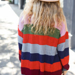 Weekend Ready Multicolor Striped Slouchy Open Cardigan