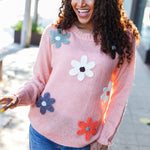 Eyes On You Terracotta Flower Patch Oversized Knit Sweater