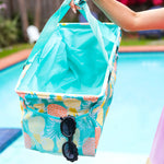 Turquoise Pineapple Print Collapsible Canvas & Nylon Tote