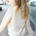 Follow Me Oatmeal Pointelle Knit Button Down Cardigan