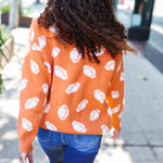 Game Day Orange Football Print Jacquard Knit Sweater