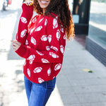 Game Day Red Football Print Jacquard Knit Sweater