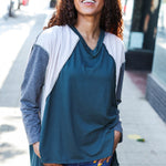 Stand Out Hunter Green V Neck Raglan Color Block Outseam Top