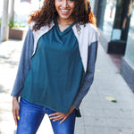 Stand Out Hunter Green V Neck Raglan Color Block Outseam Top