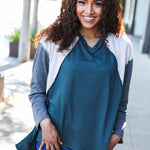 Stand Out Hunter Green V Neck Raglan Color Block Outseam Top