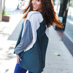 Stand Out Hunter Green V Neck Raglan Color Block Outseam Top