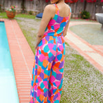 Summer Vibes Multicolor Abstract Floral Sleeveless Wide Leg Jumpsuit