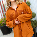 Rust Waffle Button Down Oversized Shacket