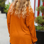 Rust Waffle Button Down Oversized Shacket