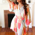 Multicolor Paisley Patchwork Surplice Romper