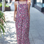 Stand Out Navy Floral Print Baggy Overall Jumpsuit