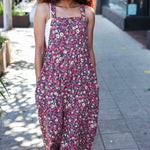 Stand Out Navy Floral Print Baggy Overall Jumpsuit