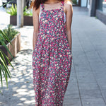 Stand Out Navy Floral Print Baggy Overall Jumpsuit