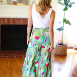 Feeling Couture Ivory & Mint Corded Geo Print Wide Leg Jumpsuit