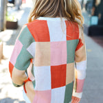 Be Bold Ivory & Rust Checker Jacquard Knit Sweater