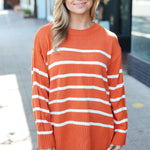 Stand Out Rust Striped Oversized Knit Sweater