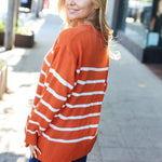 Stand Out Rust Striped Oversized Knit Sweater