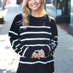 Stand Out Black Striped Oversized Knit Sweater