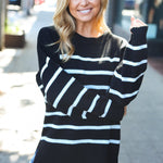 Stand Out Black Striped Oversized Knit Sweater