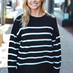 Stand Out Black Striped Oversized Knit Sweater