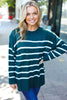 Stand Out Hunter Green Striped Oversized Knit Sweater