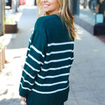 Stand Out Hunter Green Striped Oversized Knit Sweater