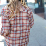 Be You Best Taupe Plaid Quilt Lined Button Down Shacket