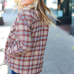 Be You Best Taupe Plaid Quilt Lined Button Down Shacket