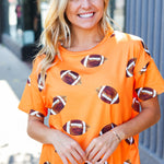 Game Day Orange Football Print Knit Top