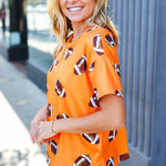 Game Day Orange Football Print Knit Top