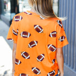 Game Day Orange Football Print Knit Top