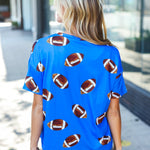 Game Day Blue Football Print Knit Top