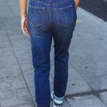 Judy Blue Dark Wash Pull On Cuffed Slim Fit Jeans