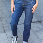 Judy Blue Dark Wash Pull On Cuffed Slim Fit Jeans