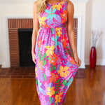 Diva Dreams Multicolor Tropical Floral Fit & Flare Maxi Dress