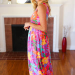 Diva Dreams Multicolor Tropical Floral Fit & Flare Maxi Dress