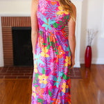 Diva Dreams Multicolor Tropical Floral Fit & Flare Maxi Dress